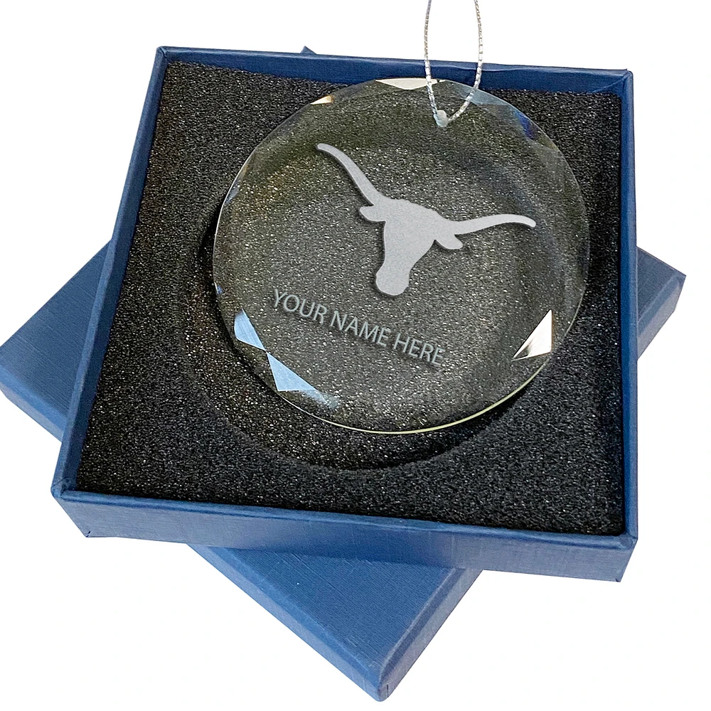 Texas Longhorns 3.25'' Personalized Etched Glass Ornament