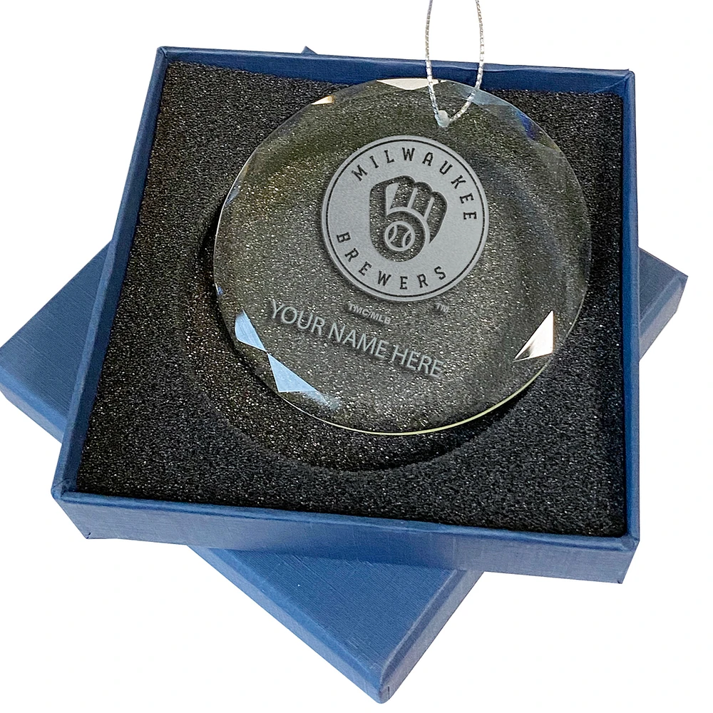 Milwaukee Brewers 3.25'' Personalized Etched Glass Ornament