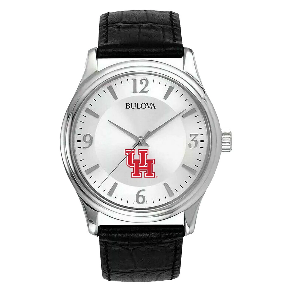 Men's Silver Houston Cougars Leather Watch