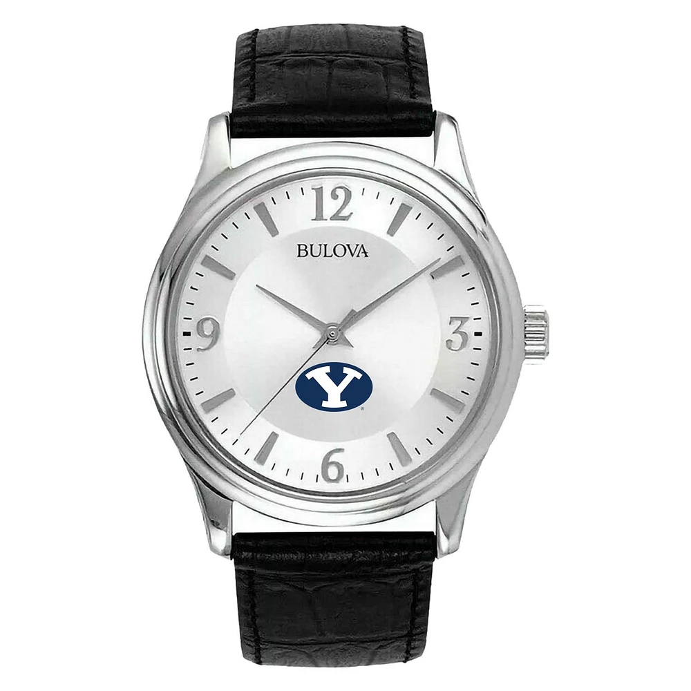 Men's Silver BYU Cougars Leather Watch