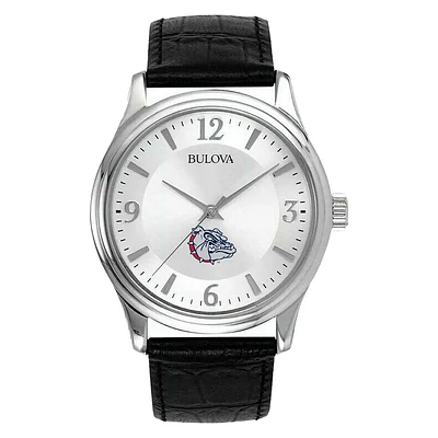 Men's Silver Gonzaga Bulldogs Leather Watch