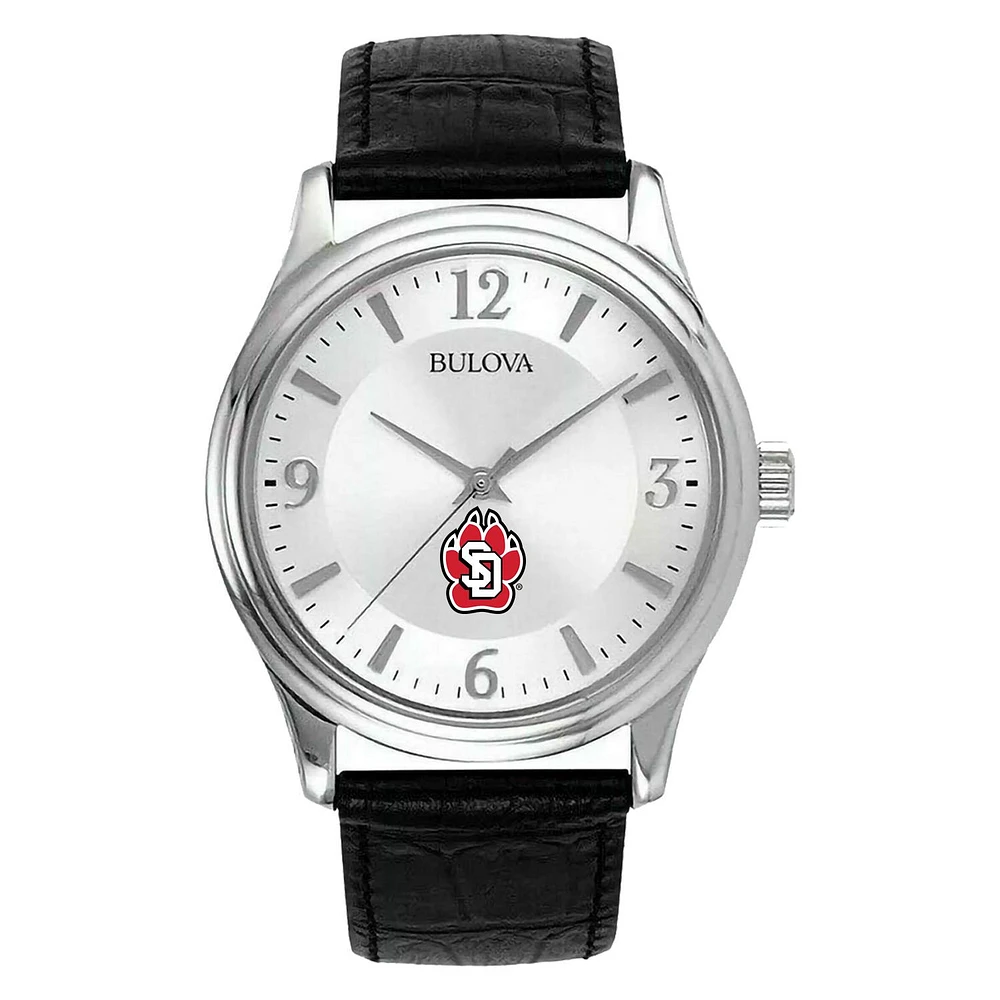 Men's Silver South Dakota Coyotes Leather Watch