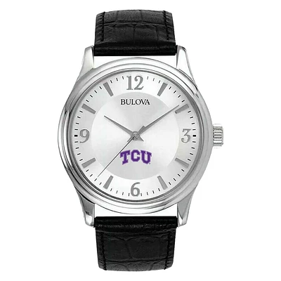 Men's Silver TCU Horned Frogs Leather Watch