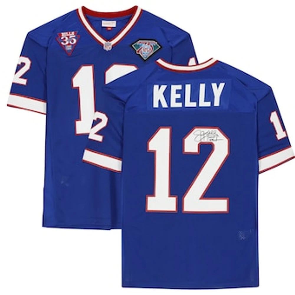 Jim Kelly Buffalo Bills Autographed Mitchell & Ness Royal Authentic Throwback Jersey with "HOF 02" Inscription