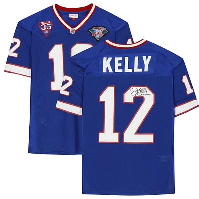 Jim Kelly Buffalo Bills Autographed Mitchell & Ness Royal Authentic Throwback Jersey with "HOF 02" Inscription