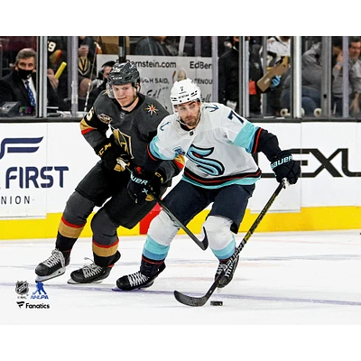 Jordan Eberle Seattle Kraken Unsigned Controlling Puck Photograph