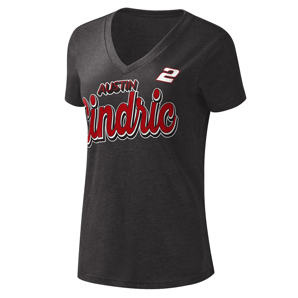 Women's G-III 4Her by Carl Banks Black Austin Cindric 1st Place V-Neck T-Shirt