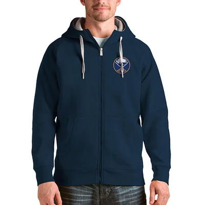 Men's Antigua Navy Buffalo Sabres Logo Victory Full-Zip Hoodie