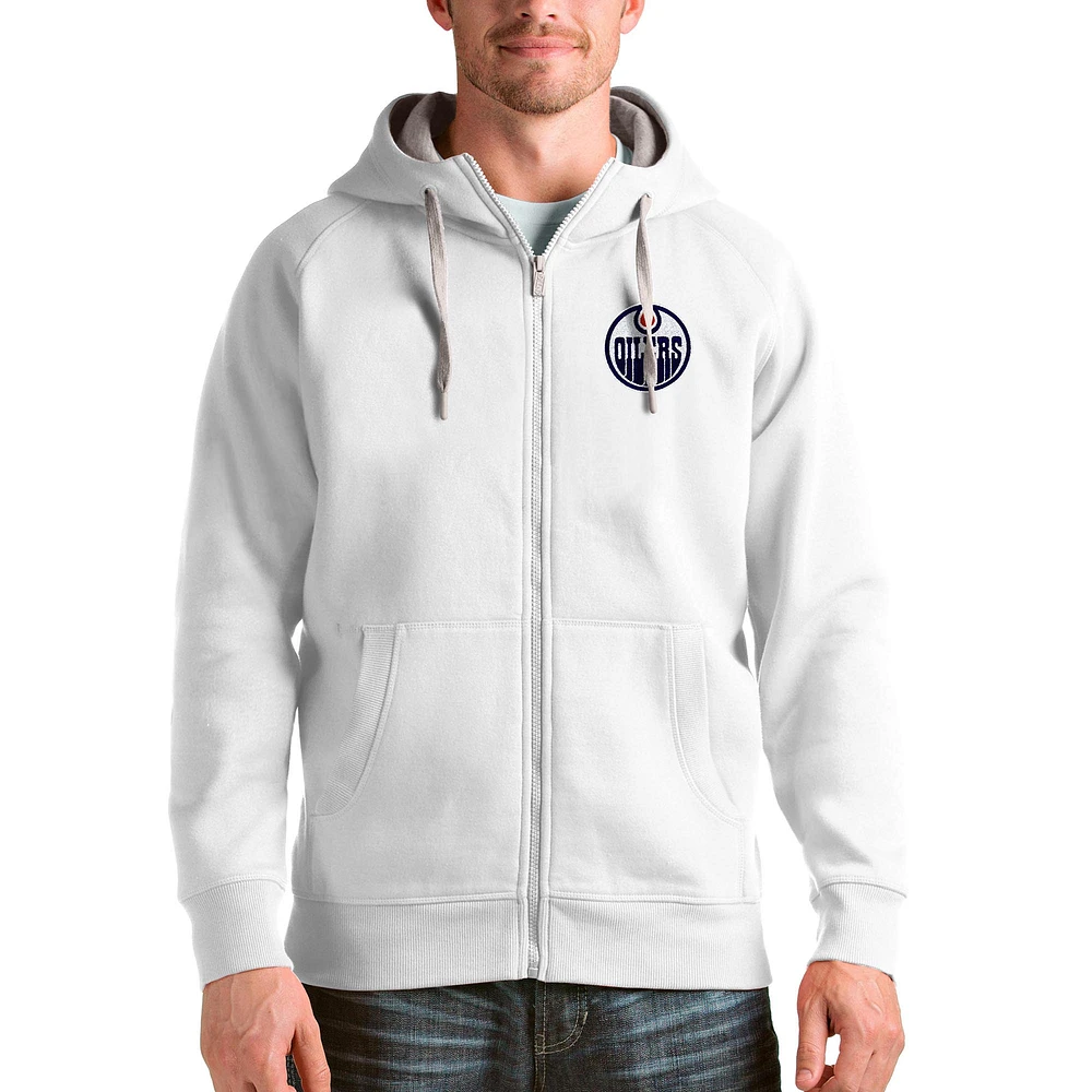 Men's Antigua Edmonton Oilers Logo Victory Full-Zip Hoodie