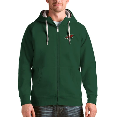 Men's Antigua Minnesota Wild Logo Victory Full-Zip Hoodie