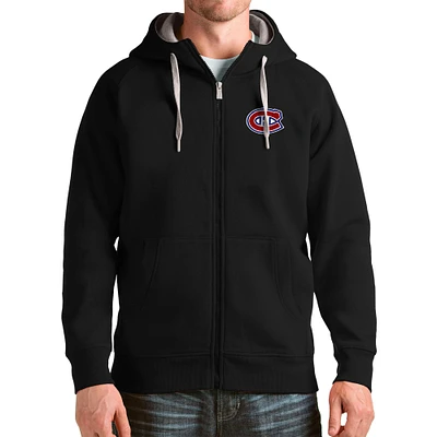 Men's Antigua Montreal Canadiens Logo Victory Full-Zip Hoodie