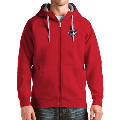 Men's Antigua Montreal Canadiens Logo Victory Full-Zip Hoodie