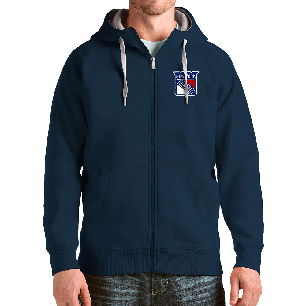 Men's Antigua Navy New York Rangers Logo Victory Full-Zip Hoodie