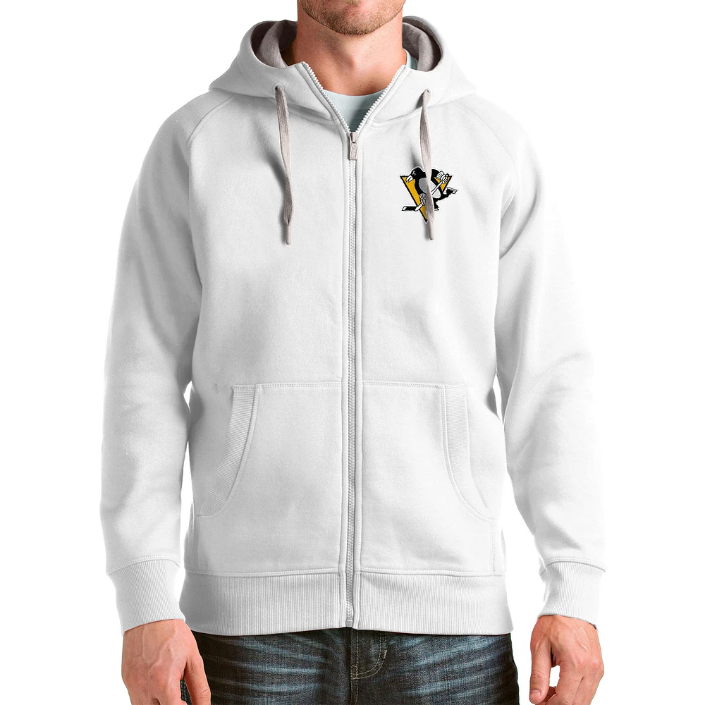 Men's Antigua Pittsburgh Penguins Logo Victory Full-Zip Hoodie