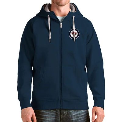 Men's Antigua Navy Winnipeg Jets Logo Victory Full-Zip Hoodie