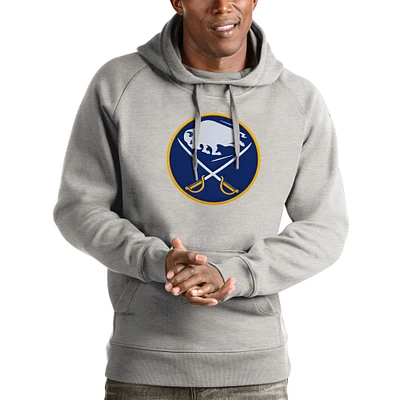 Men's Antigua Heathered Gray Buffalo Sabres Logo Victory Pullover Hoodie