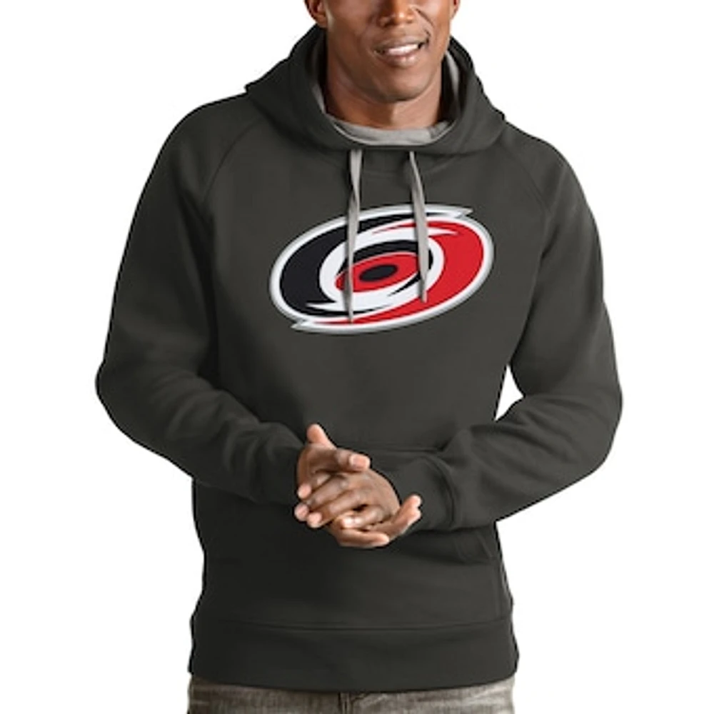 Men's Antigua Charcoal Carolina Hurricanes Logo Victory Pullover Hoodie