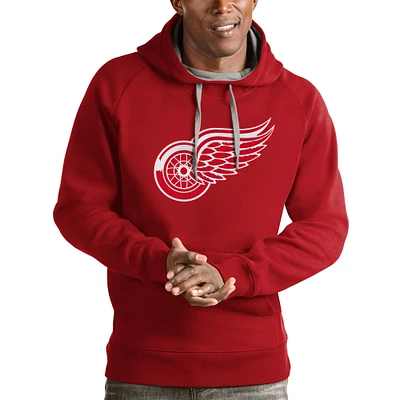 Men's Antigua Red Detroit Wings Logo Victory Pullover Hoodie
