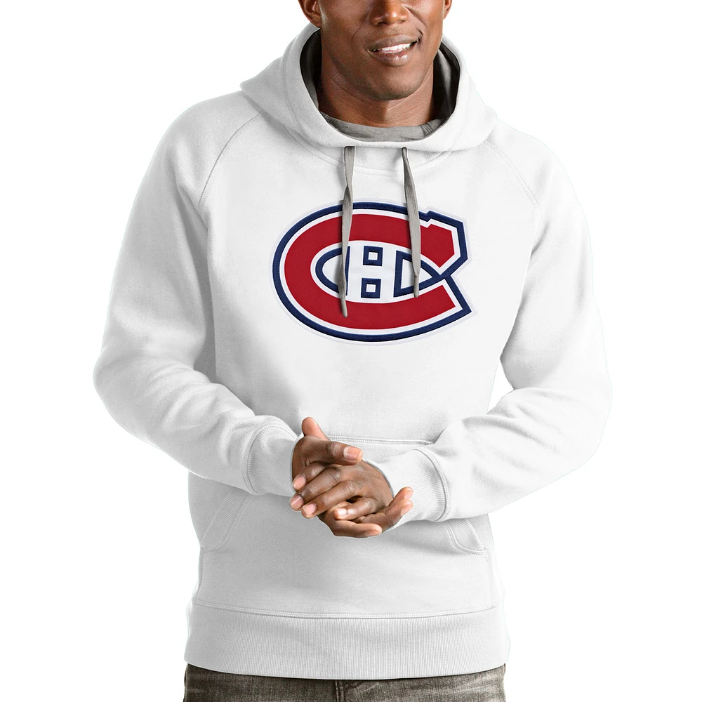 Men's Antigua White Montreal Canadiens Logo Victory Pullover Hoodie