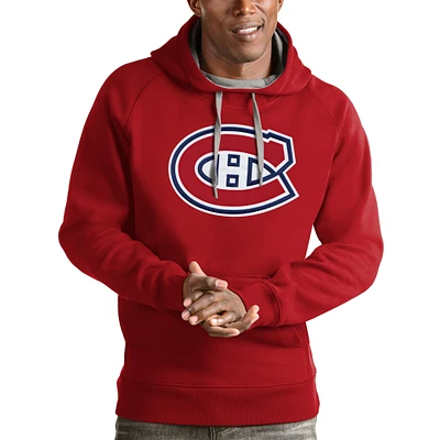 Men's Antigua Red Montreal Canadiens Logo Victory Pullover Hoodie