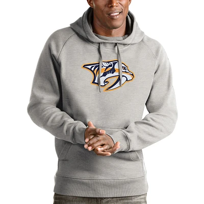 Men's Antigua Heathered Gray Nashville Predators Logo Victory Pullover Hoodie