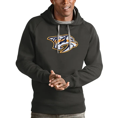 Men's Antigua Charcoal Nashville Predators Logo Victory Pullover Hoodie