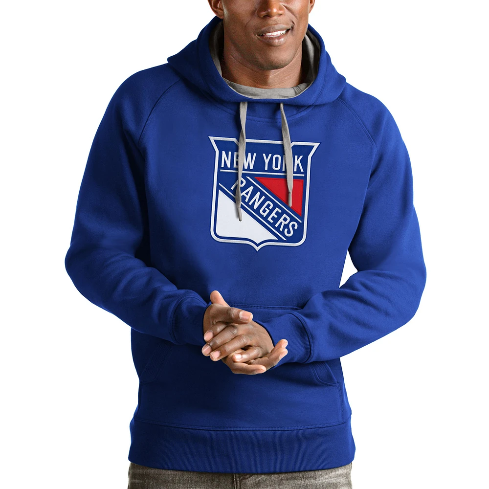 Men's Antigua New York Rangers Logo Victory Pullover Hoodie