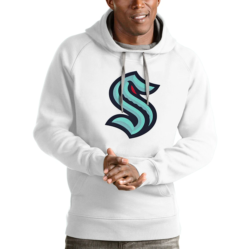 Men's Antigua White Seattle Kraken Logo Victory Pullover Hoodie