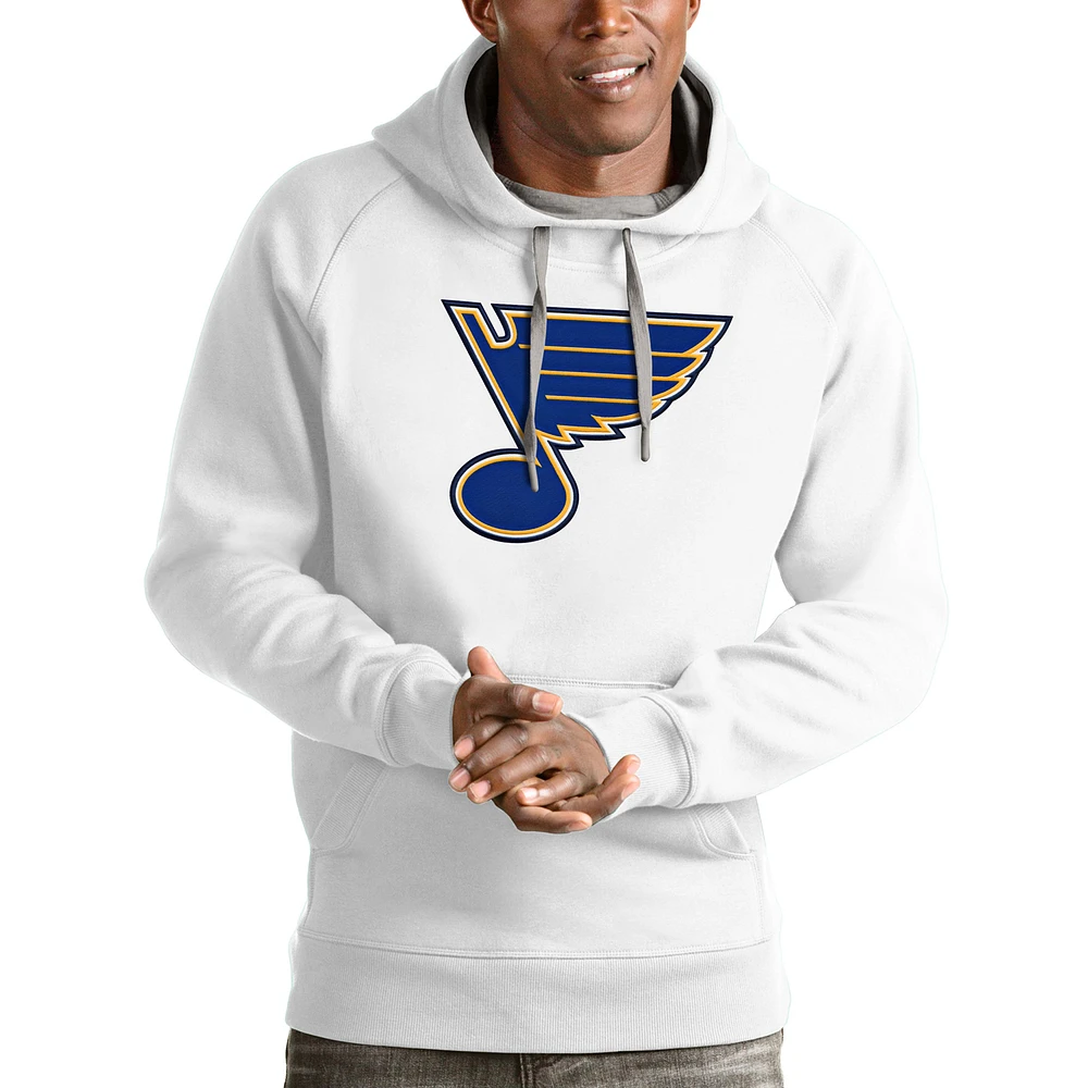 Men's Antigua White St. Louis Blues Logo Victory Pullover Hoodie