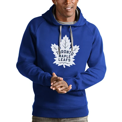 Men's Antigua Blue Toronto Maple Leafs Logo Victory Pullover Hoodie