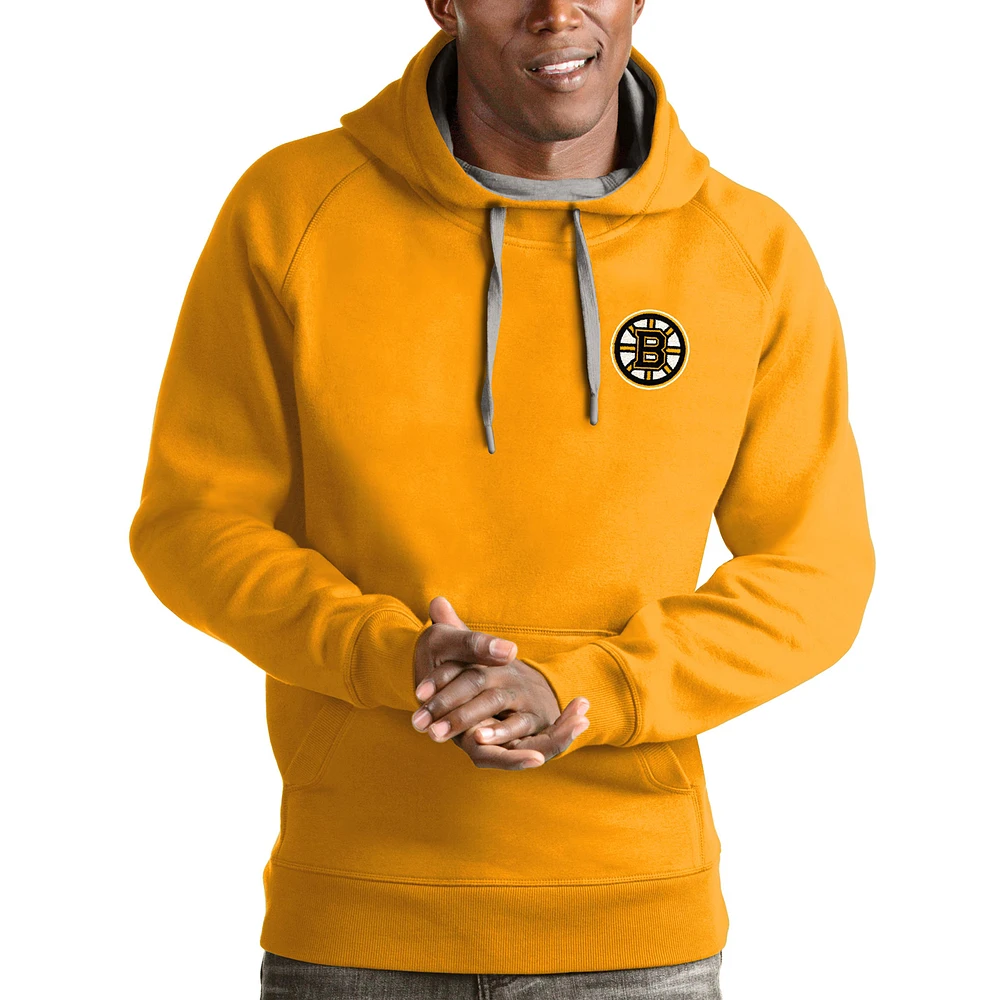 Men's Antigua Gold Boston Bruins Victory Pullover Hoodie