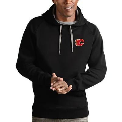 Men's Antigua Black Calgary Flames Team Victory Pullover Hoodie