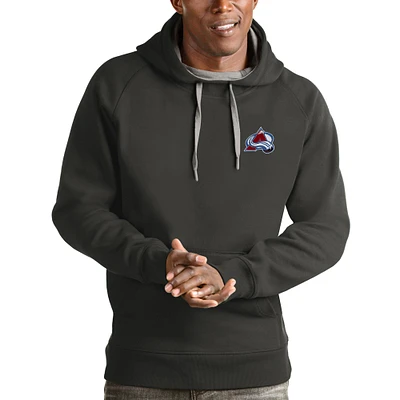 Men's Antigua Charcoal Colorado Avalanche Victory Pullover Hoodie