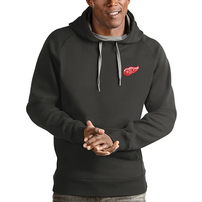 Men's Antigua Charcoal Detroit Red Wings Victory Pullover Hoodie