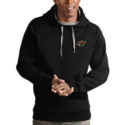 Men's Antigua Black Minnesota Wild Team Victory Pullover Hoodie