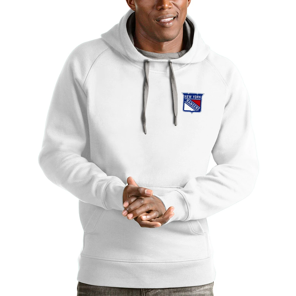 Men's Antigua White New York Rangers Victory Pullover Hoodie