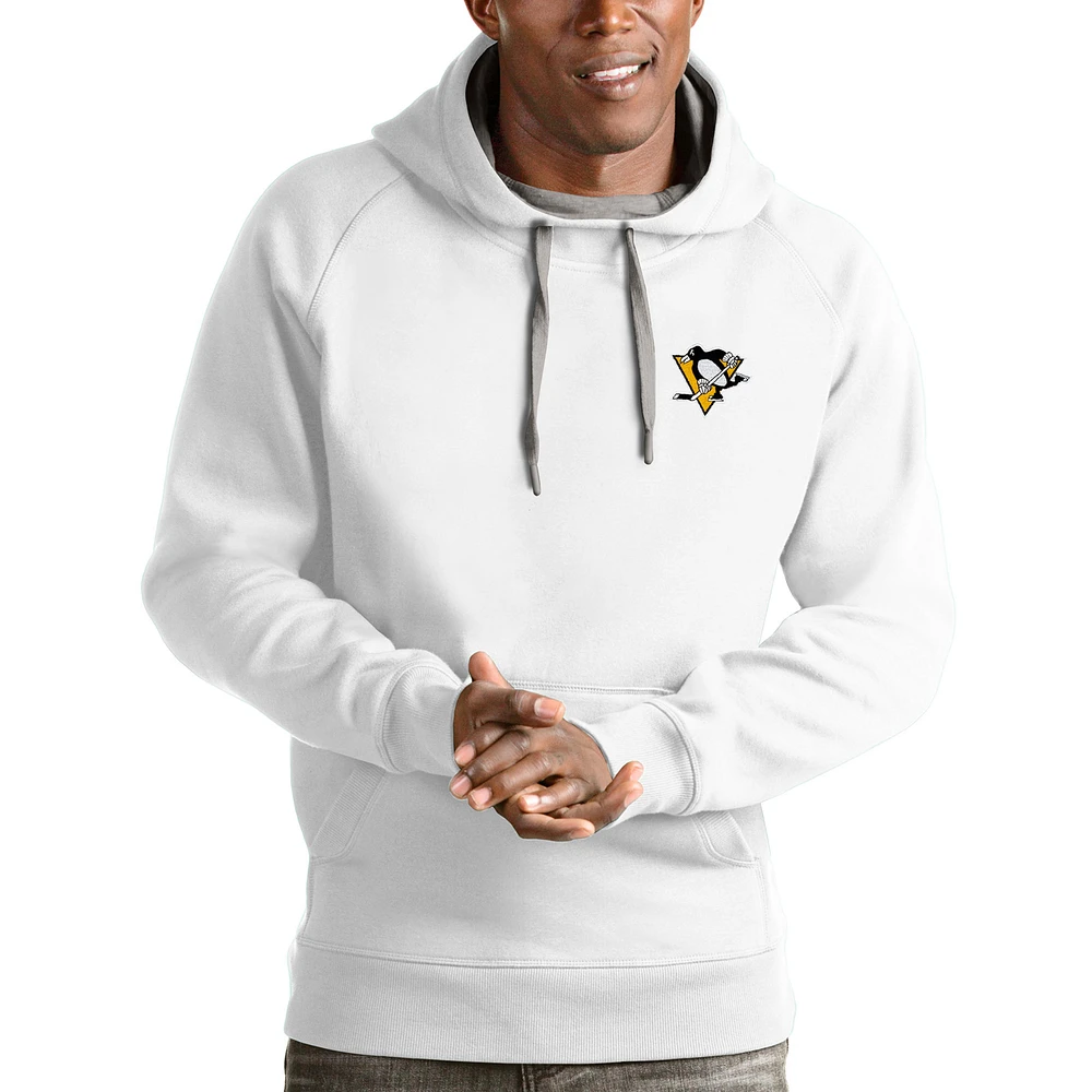 Men's Antigua White Pittsburgh Penguins Victory Pullover Hoodie