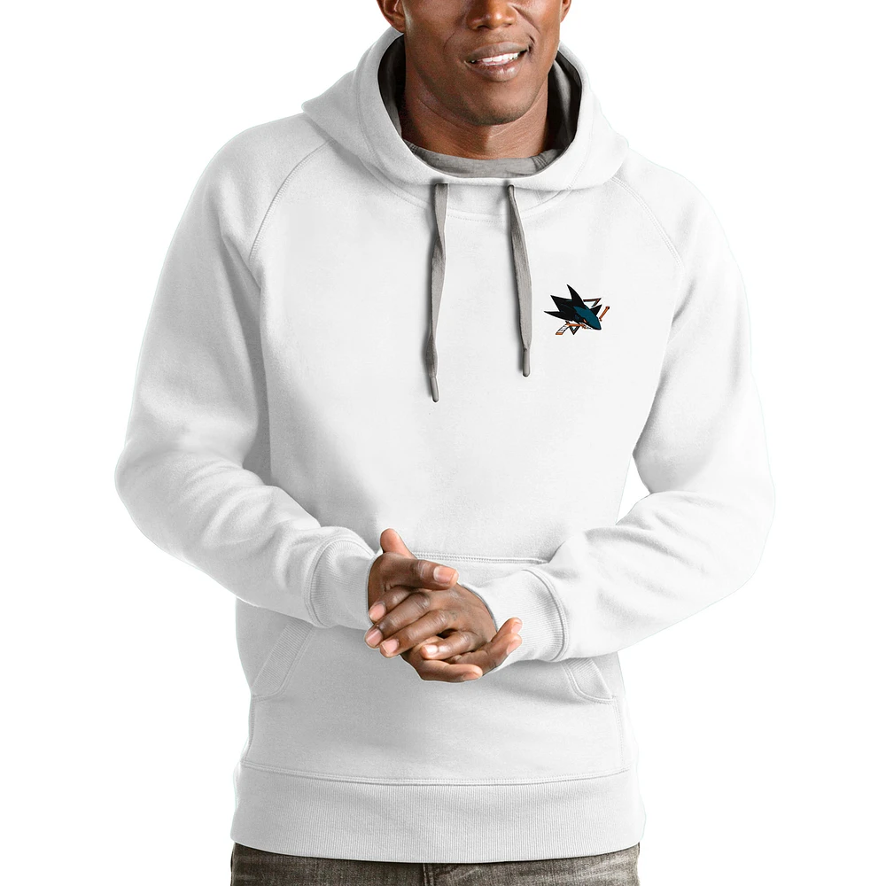 Men's Antigua White San Jose Sharks Victory Pullover Hoodie