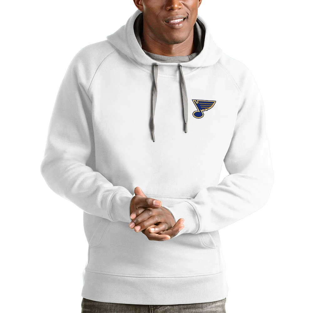 Men's Antigua White St. Louis Blues Victory Pullover Hoodie