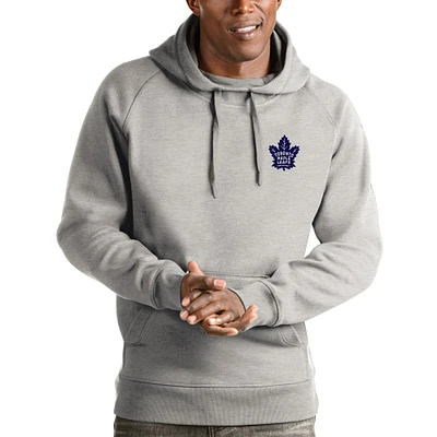 Men's Antigua Heathered Gray Toronto Maple Leafs Victory Pullover Hoodie