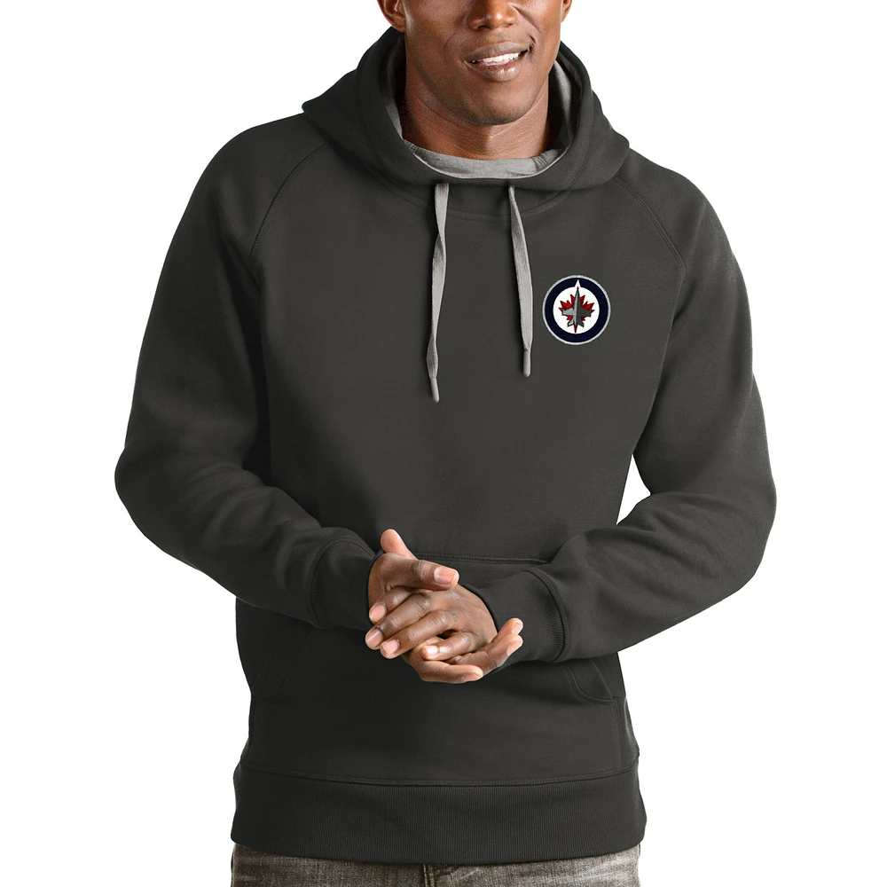 Men's Antigua Charcoal Winnipeg Jets Victory Pullover Hoodie