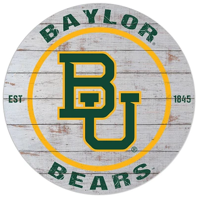White Baylor Bears 20'' x 20'' Indoor/Outdoor Weathered Circle Sign