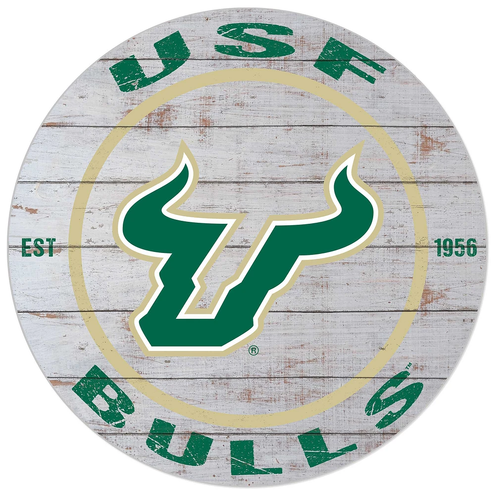 White South Florida Bulls 20'' x 20'' Indoor/Outdoor Weathered Circle Sign