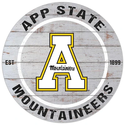 White Appalachian State Mountaineers 20'' x 20'' Indoor/Outdoor Weathered Circle Sign