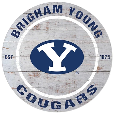 White BYU Cougars 20'' x 20'' Indoor/Outdoor Weathered Circle Sign