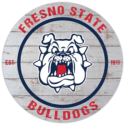 White Fresno State Bulldogs 20'' x 20'' Indoor/Outdoor Weathered Circle Sign