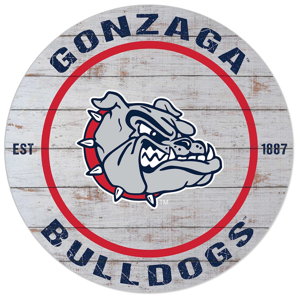 White Gonzaga Bulldogs 20'' x 20'' Indoor/Outdoor Weathered Circle Sign