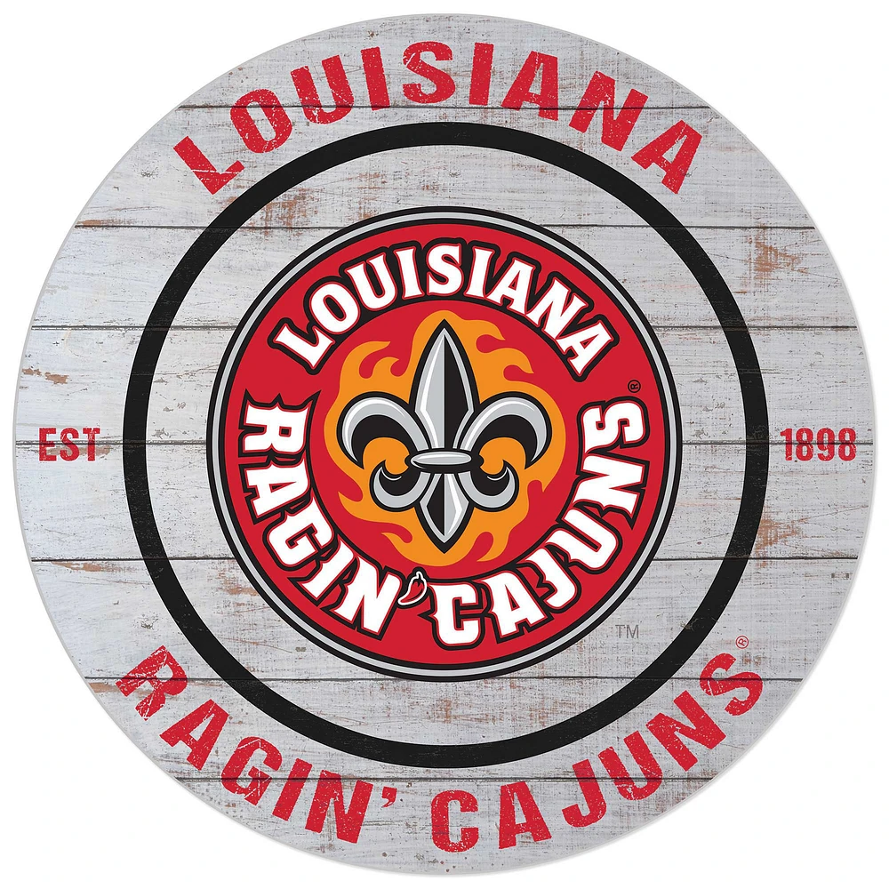 White Louisiana Ragin' Cajuns 20'' x 20'' Indoor/Outdoor Weathered Circle Sign