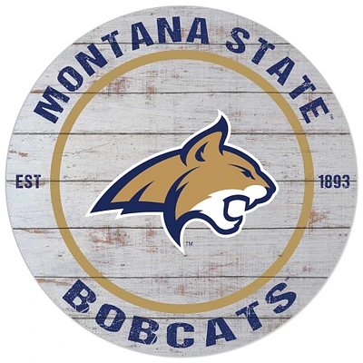 White Montana State Bobcats 20'' x 20'' Indoor/Outdoor Weathered Circle Sign