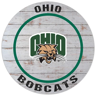 White Ohio Bobcats 20'' x 20'' Indoor/Outdoor Weathered Circle Sign